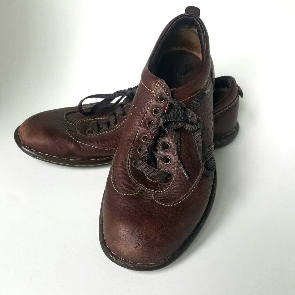 BORN Leather 8 39 Shoe Comfort Lace Walking Brown